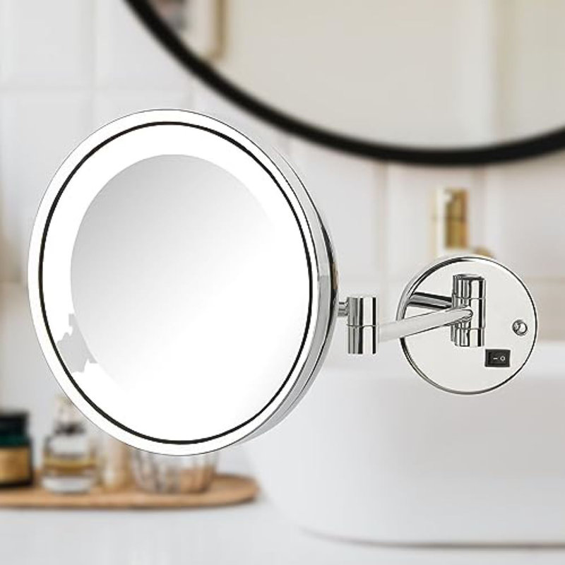 Chrome Round LED Lighted Wall Mounted Magnifying Mirror