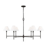 Chapman & Myers Ridgewood 6 Light Dining Room Chandelier With White Linen Shade