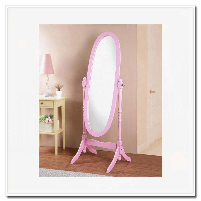 Miroir de plancher en bois, Rose
