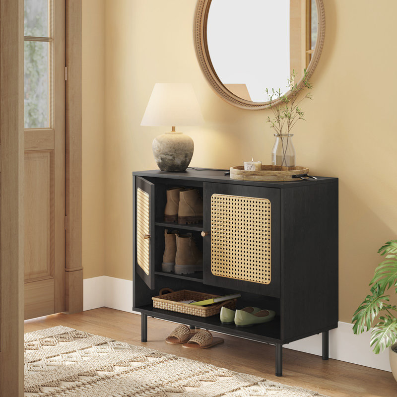 16 Pair Shoe Storage Cabinet, Black
