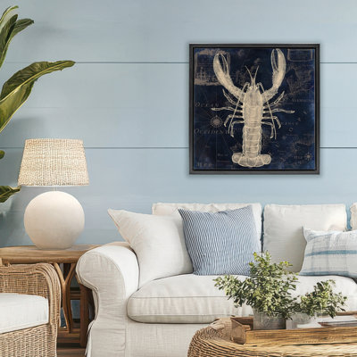 Lobster Contour over Map Floating Frame, design by Sasha