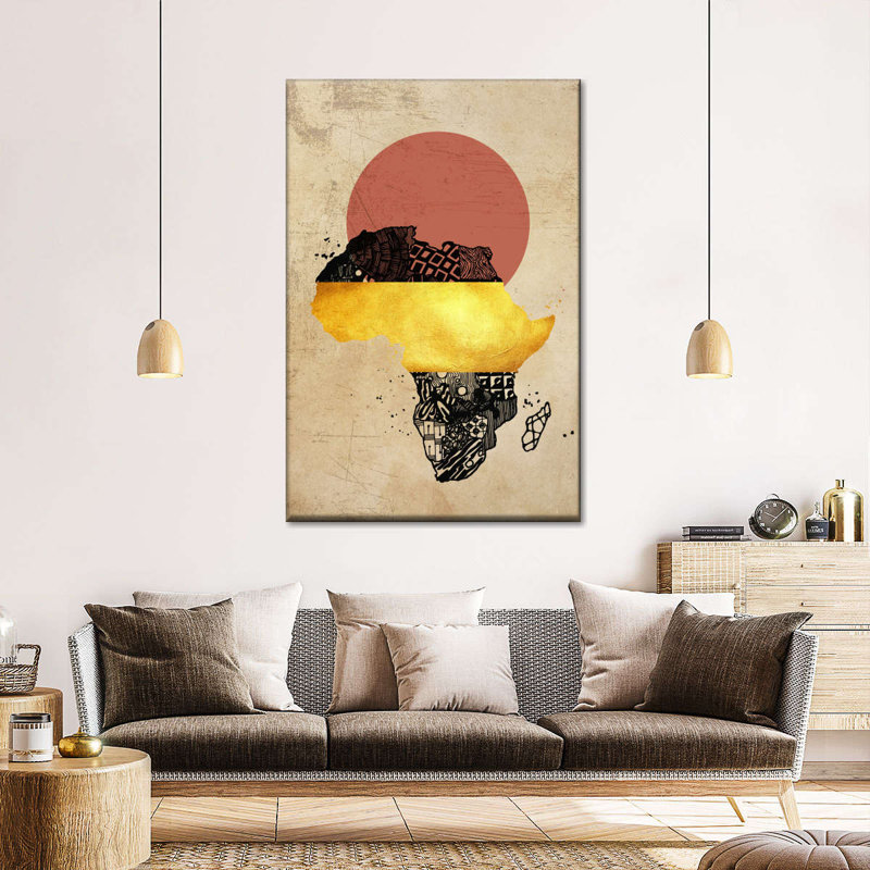 Cartes de l'Afrique abstraite, H 48 po x l 32 po x P 1,25 po