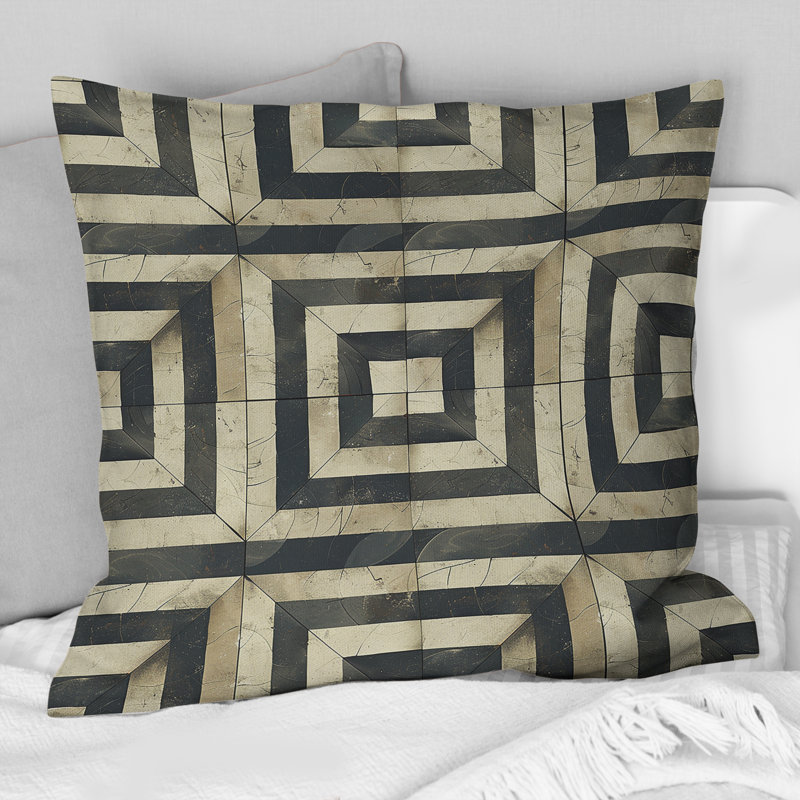 Coussin décoratif noir Mid-Century Tile Dream I - Mid-Century, H 18 po x l 18 po