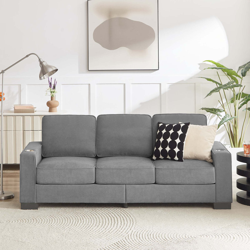 Canapé 83,86 po Snowfleece, Velours gris velours