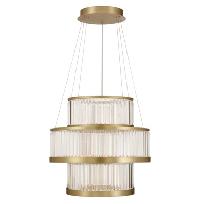 Empra, Chandelier, 3-Light, 35", Gold, Clear Crystal