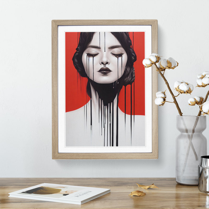 Painted Woman No.1 Abstract - Single Picture Frame Painting, 46cm H x 34cm W x 2cm D, Oak Framed