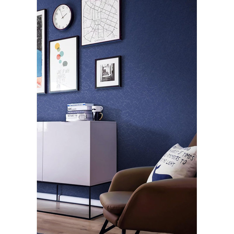 Papier peint auto-adhésif en vinyle bleu foncé 393 "x 17,3" Safiyya