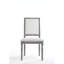 Ensemble de 2 chaises d'appoint classiques grises, siège et dossier rembourrés en lin crème, structure en bois avec pieds tournés, pour rafraîchir votre salle à manger.