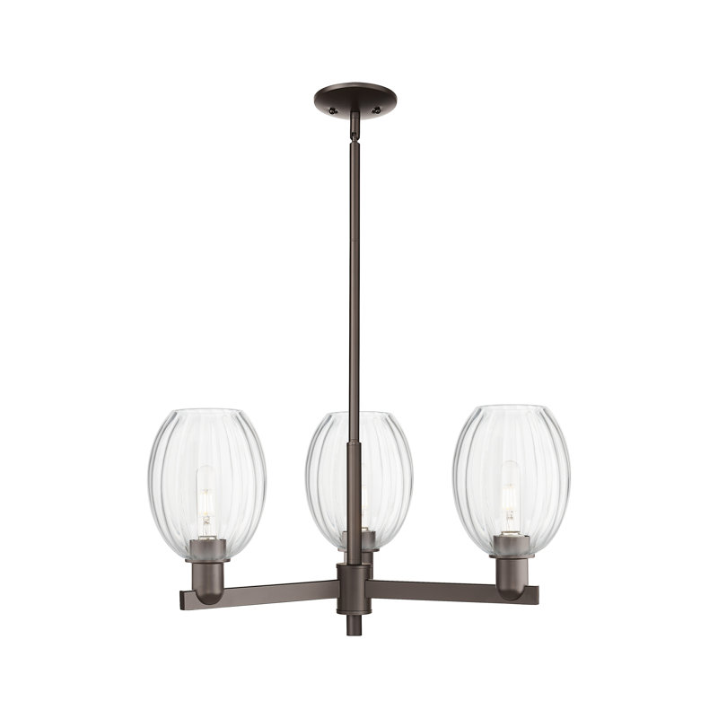 Hailsham - Lustre suspendu 3 lumières, Clair, Bronze frotté à l'huile, Trois lumières