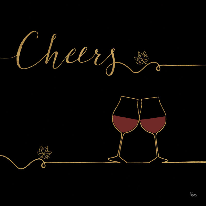 Underlined Wine V Black by Veronique Charron - Wrapped Canvas Print, 51cm H x 51cm W x 3.8cm D