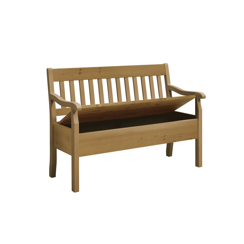 Solid Wood Bench, Leach-coloured, 93cm H x 130.9cm W x 46cm D