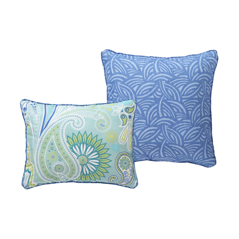 Harmony 5-Piece Reversible Blue Paisley Quilt Set, King Quilt + 2 Shams + 2 Throw Pillows
