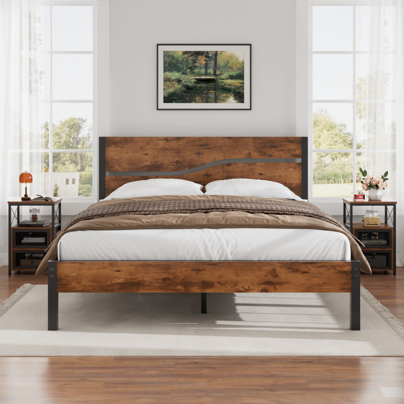 Ensemble de chambre à coucher 3 pièces Jesstin, Double, Brun