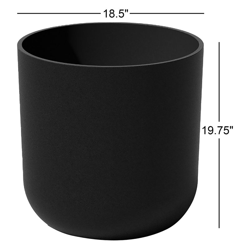 Mason Series Kona Planter, Black, 2, 19.75" H x 18.5" W x 18.5" D