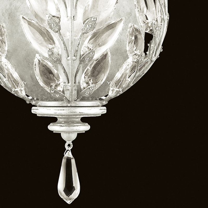 Crystal Laurel Flush Mounted Sconce, Silver