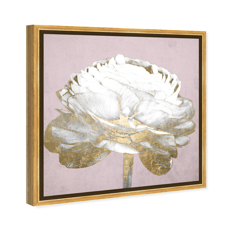 «Blush Gold Luxe Flower» par Oliver Gal, reproduction sur toile, Cadre doré, H 30 po x l 30 po