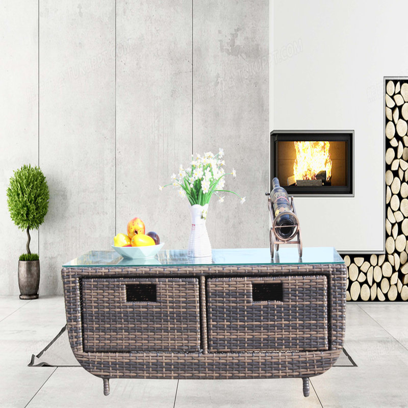 Table basse avec verre trempé