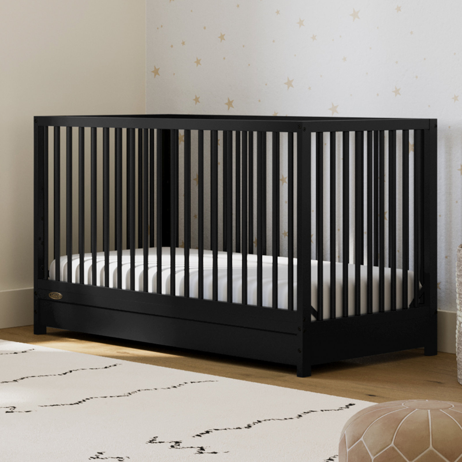 Teddi 5-in-1 Convertible Portable Crib, Black, Crib