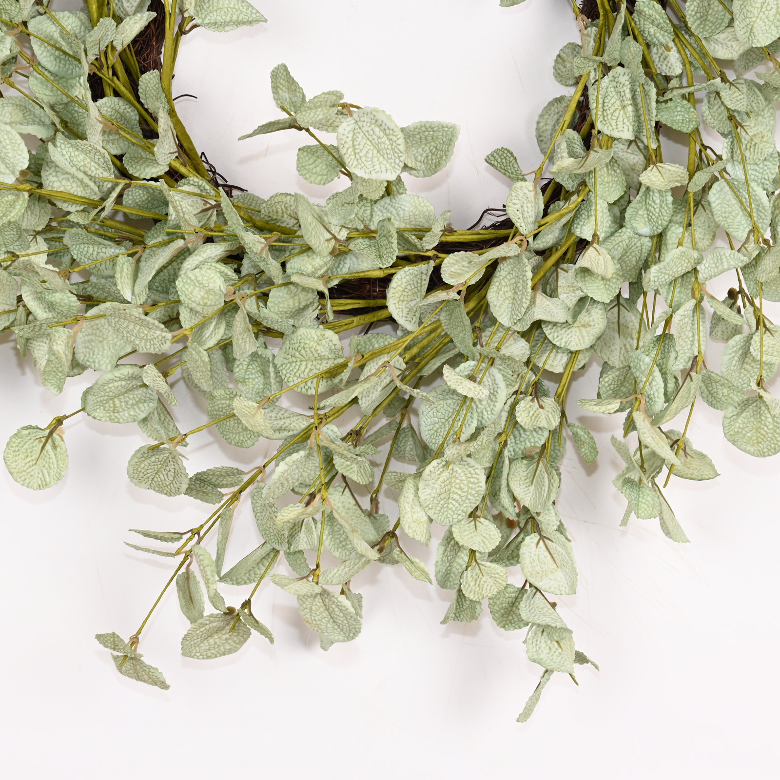 24'' Handcrafted Faux Eucalyptus Wreath, Light Green