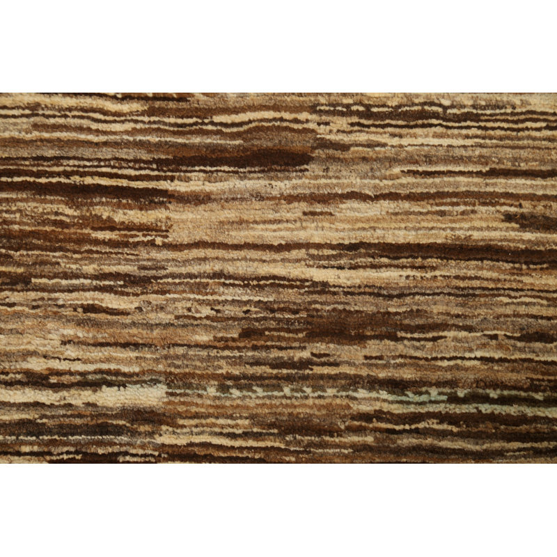 Tapis brun noué à la main de conception unique 4 pi 1 po x 6 pi 1 po