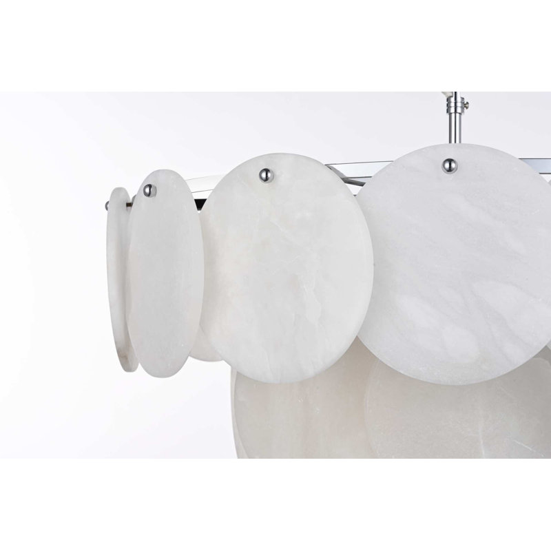 Lustre en albâtre 24 pouces Idamay, 12 lumières, H 14 po x l 24 po x P 24 po, Chrome chrome