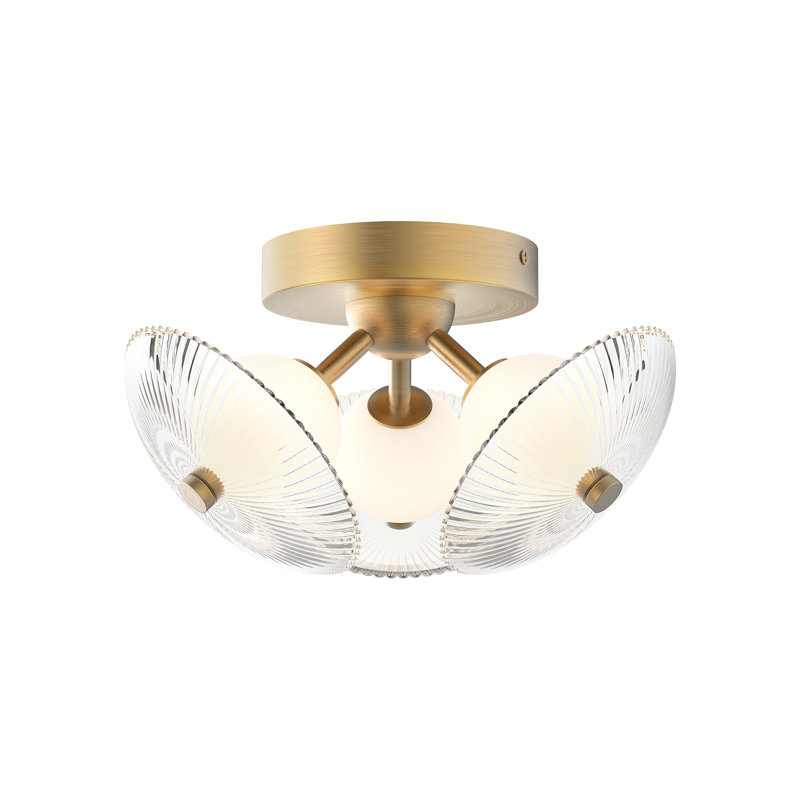 Hera Glass LED Semi Flush Mount, Brushed Gold
