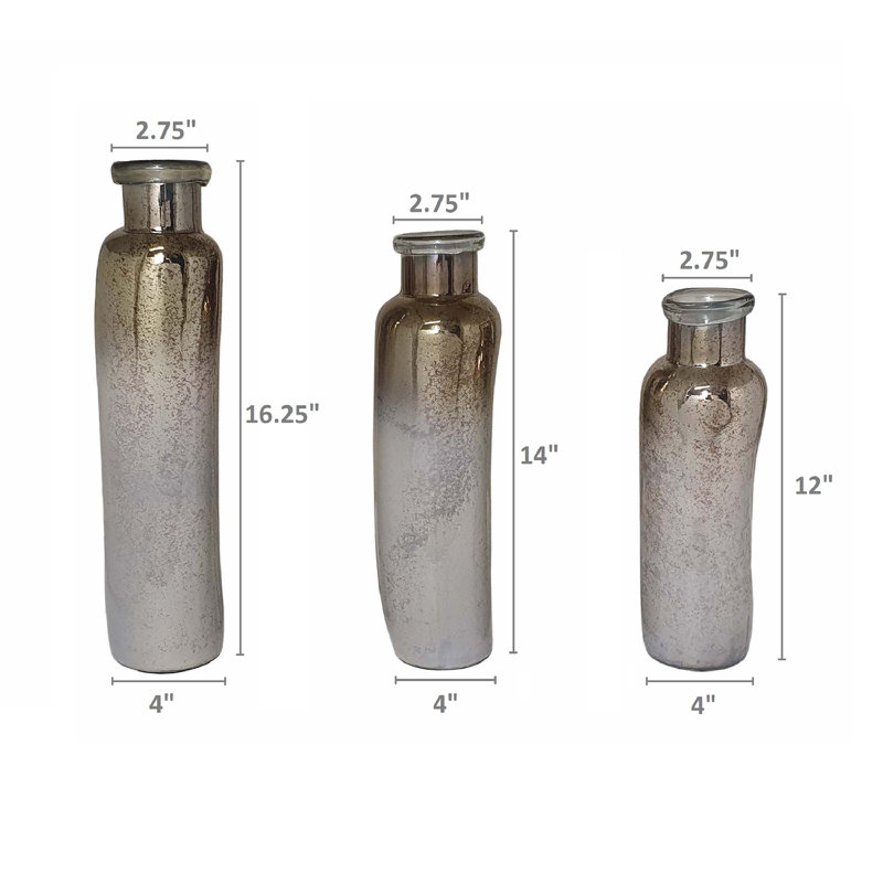 Ensemble de 3 vases de table en verre doré / gris Armonnie
