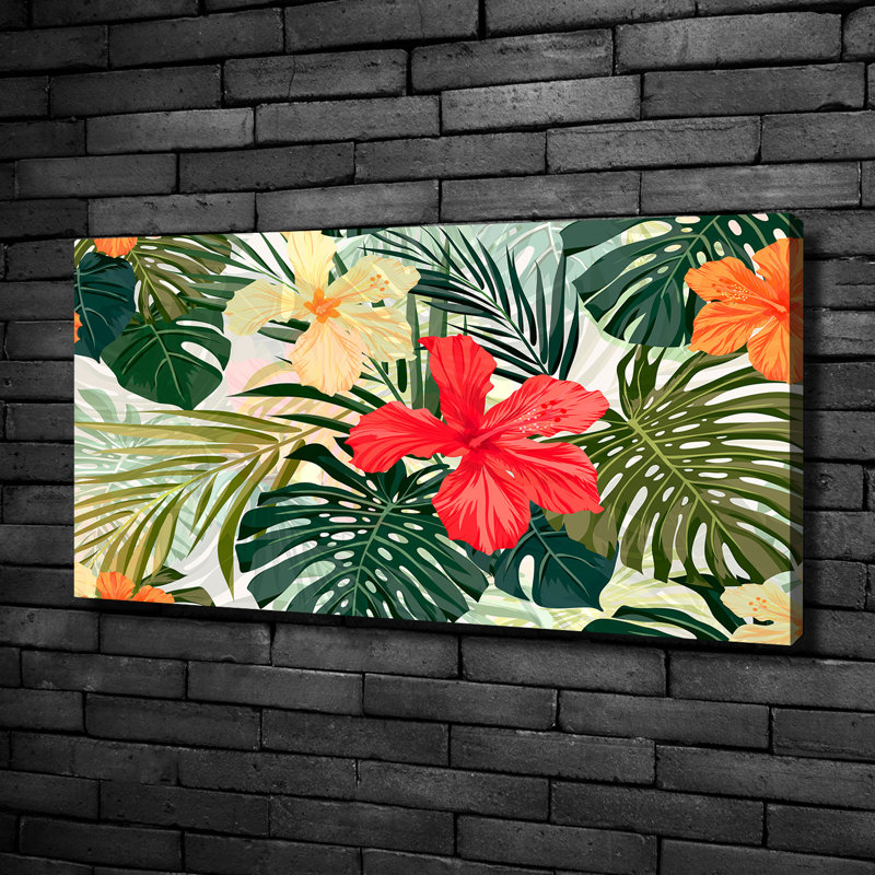 Hawaiian Flowers - No Frame Print on Canvas, 50cm H X 100cm W