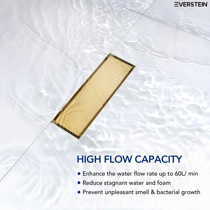 11.81" x 3.8" Linear Grid Shower Drain, Brushed Gold