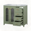 Meuble-lavabo de salle de bain Deux portes à fermeture douce Trois tablettes réglables Structure en bois massif MDF sélectionné Stable durable-2125701321