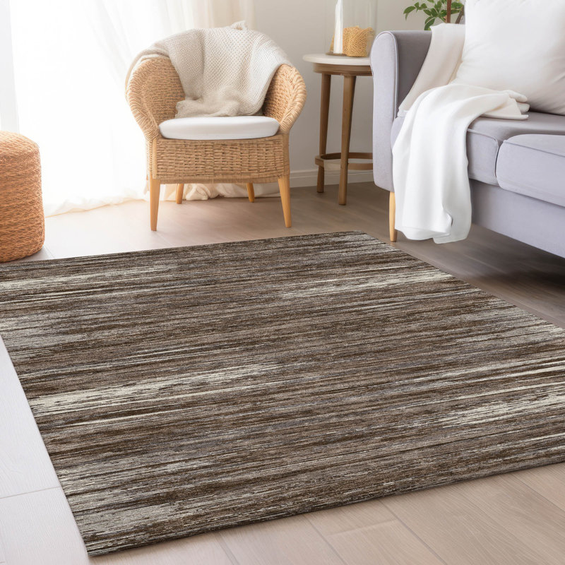 Premium Machine Washable Prisco Brown Rug, Rectangle 5' x 7'6"