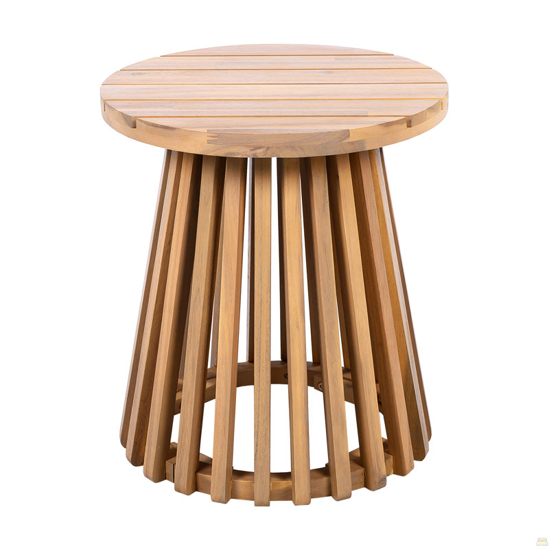 Table basse d'extérieur en bois d'acacia, table basse ronde, Teck clair
