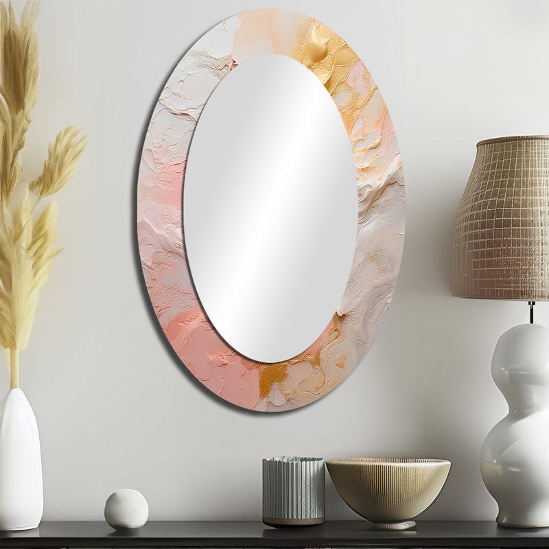 Miroir mural moderne beige et doré Fusion I - Beige, 36 po x 24 po
