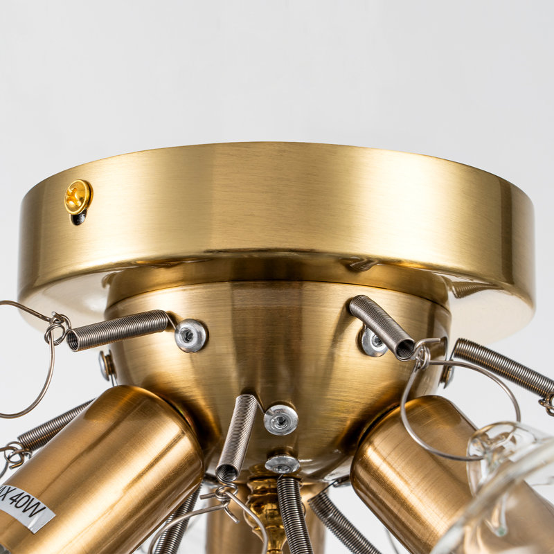 Ahona 3 - Light Dimmable Semi Flush Mount With 13 Clear Glass Bubble Ball, Gold