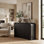 Buffet moderne à 3 portes de 47,24 pouces avec bords incurvés et tablettes de rangement