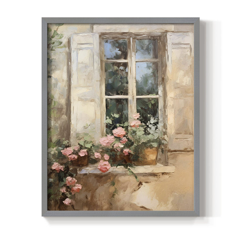 Reproduction florale vintage encadrée CC XXXVI - bois massif, H 30 po x l 24 po, Gris