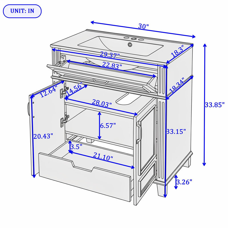 Meuble-lavabo de salle de bain avec lavabo et armoire en céramique