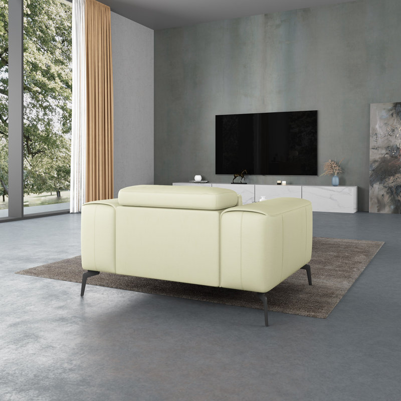 Cavour Leather Club Chair, Off White Genuine Leather