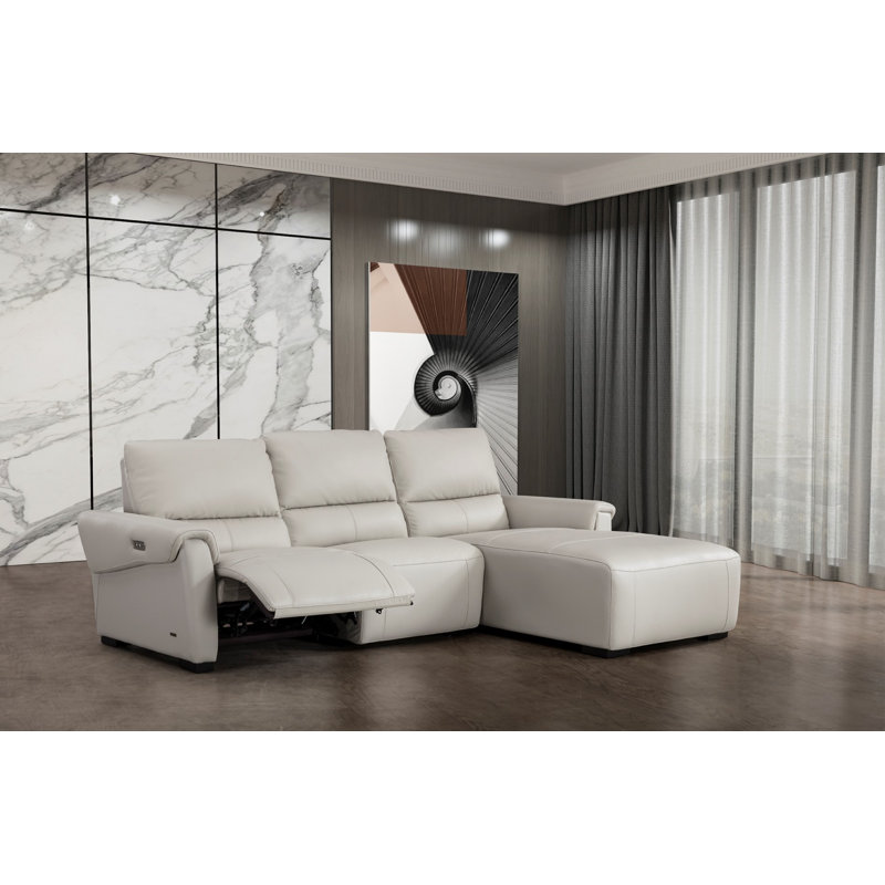 Minnich 2 - Piece Upholstered Power Reclining Sectional, Right Hand Facing, Smoke