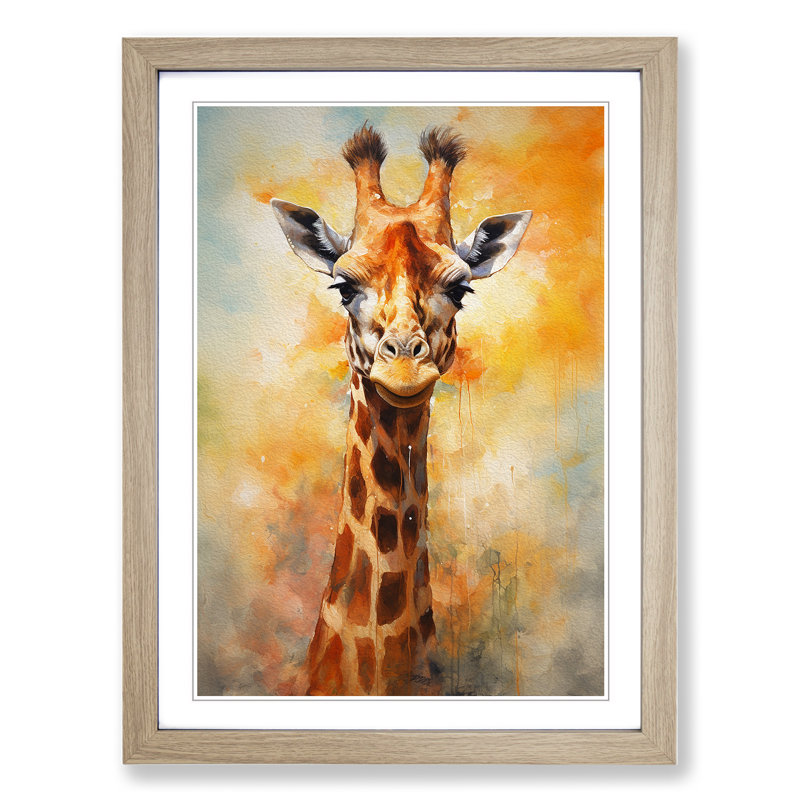 Giraffe Abstract - Framed Print, Oak, 34cm H x 25cm W x 2cm D