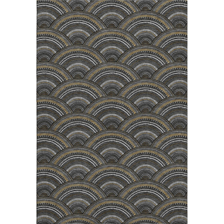 Premium Machine Washable Prisco Black Rug
