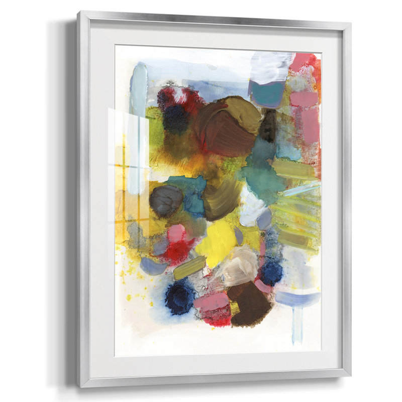 " Everything At Once I ", Framed Print with Mat, 20" H x 16" W, Silver