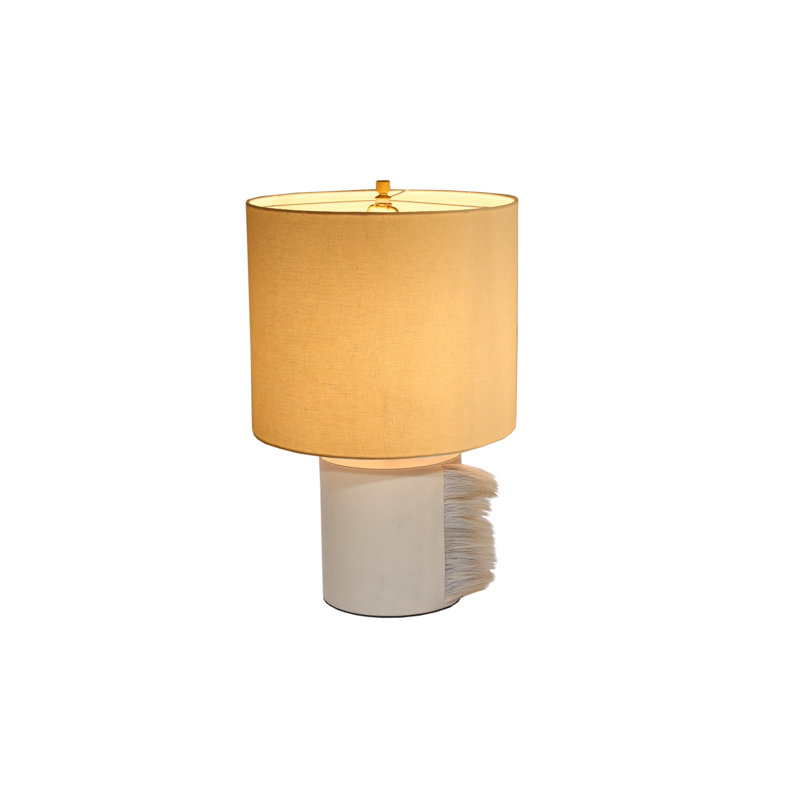 Cream  Leather Table Lamp,16x16x26