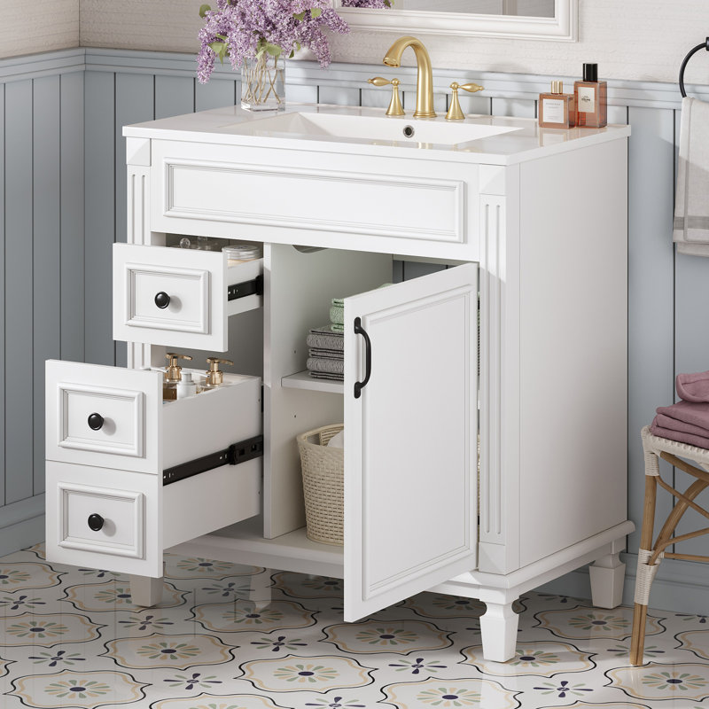 Meuble-lavabo 30 po avec lavabo en céramique, Blanc
