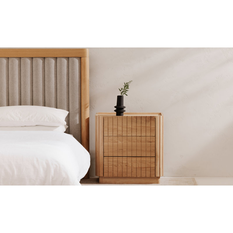 Commode en bois massif 3 tiroirs Daley, Naturel