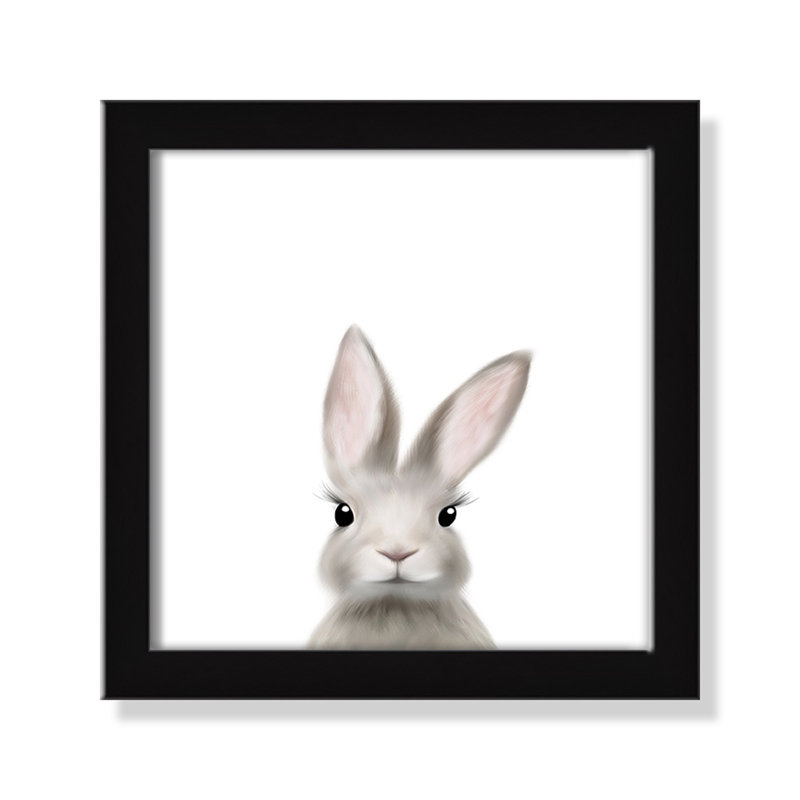 Art encadré en lapins forestières, H 9 po x l 9 po x P 1,19 po, Encadré de boîte noir