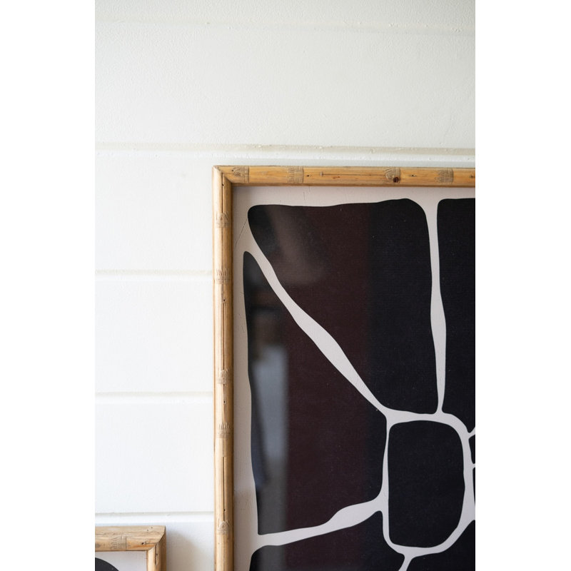  Wall Art 27"H Black & White, Wood & Glass Modern Printed Artwork Set of 2