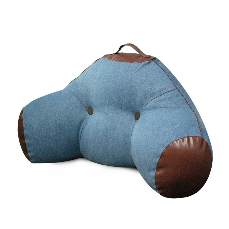Coussin de lecture à boutons-pression avec accoudoirs et poignées