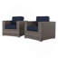 Fauteuil club en osier gris Sunbrella