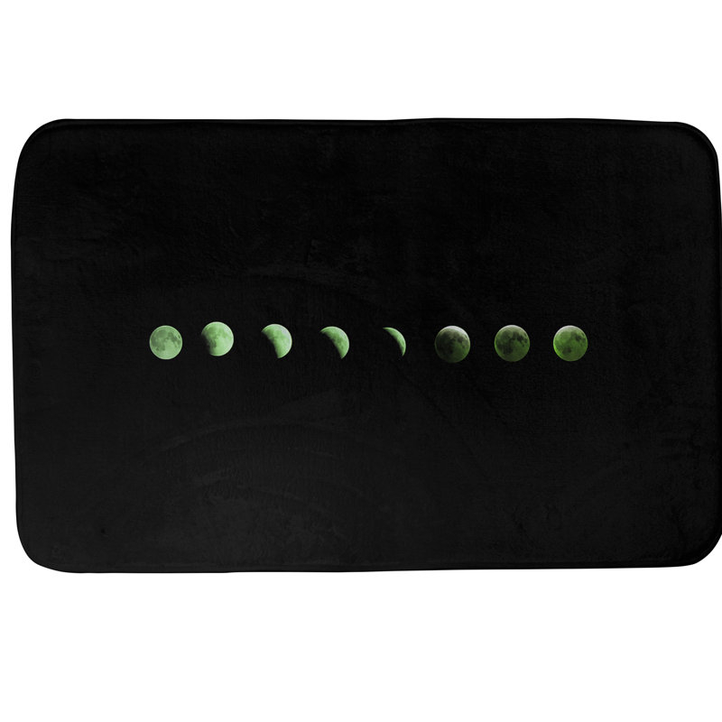 Tapis pour salle de bain à phases lune Fawcett, l 21 po x L 34 po, Vert